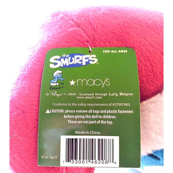 New Macys Holiday Christmas SMURF Plush Stuffed Animal 18” w/Finger Pals 2010 - Picture 9 of 9